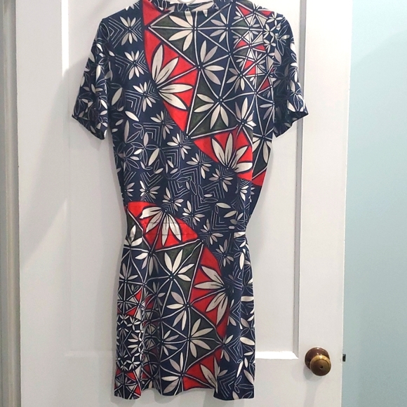 Tory Burch Navy Pottery Pima Cotton Drawstring Dress - Picture 7 of 9